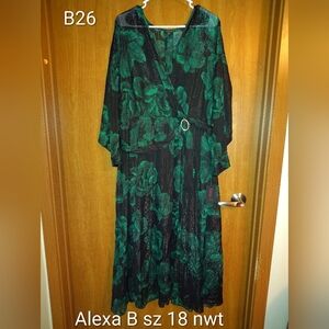 Alexa B Green Floral Maxi Dress with Waist Ring